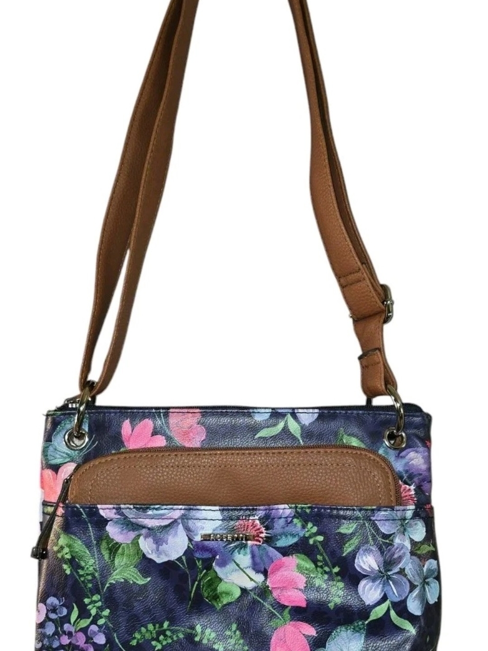 Rosetti Gilda Multicolor Floral Faux Leather Crossbody Bag EUC